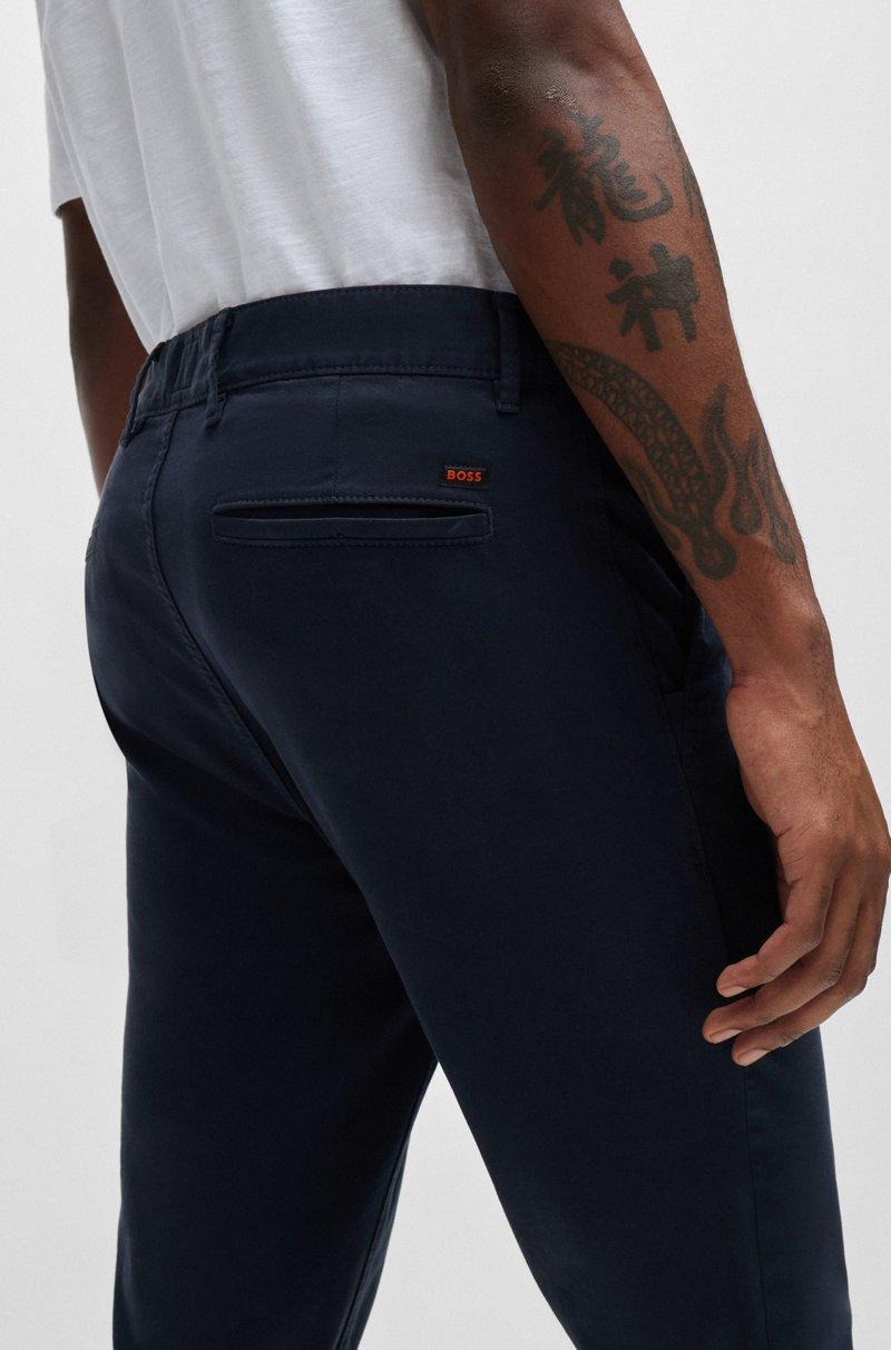 Hugo Boss Chinos Slim Fit De Raso De Algodón Elástico