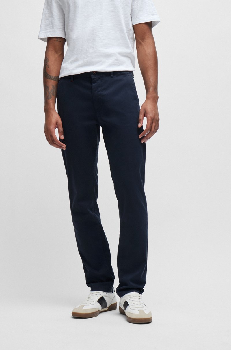 Hugo Boss Chinos slim fit de raso de algodón elástico