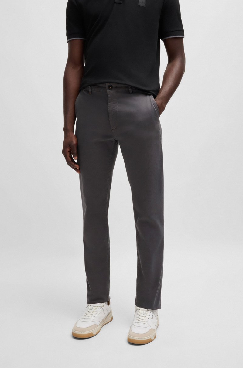 Hugo Boss Chinos slim fit de raso de algodón elástico