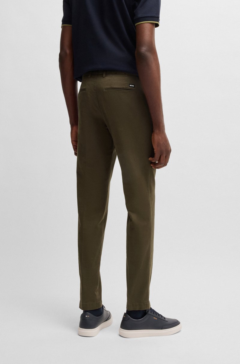 Hugo Boss Chinos Slim Fit En Tejido De Gabardina De Algodón Elástico