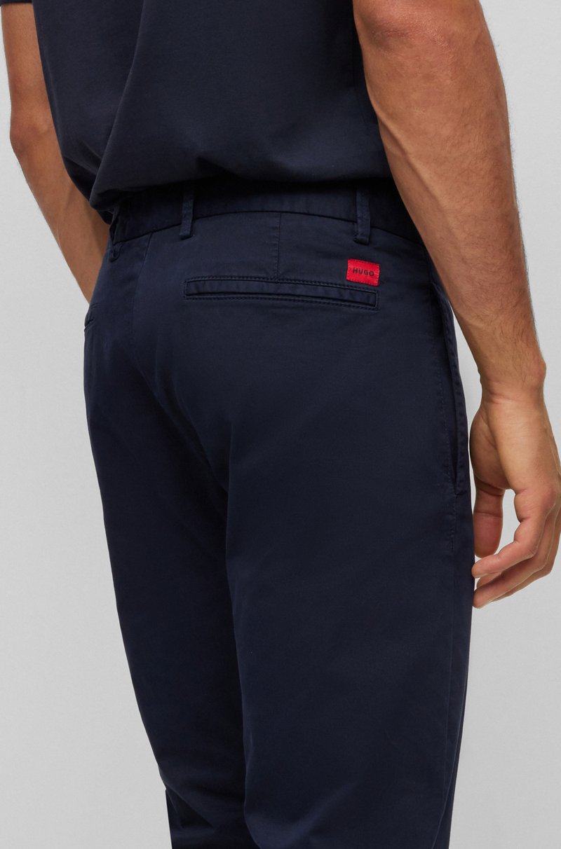 Hugo Boss Chinos Slim Fit En Tejido De Gabardina De Algodón Elástico