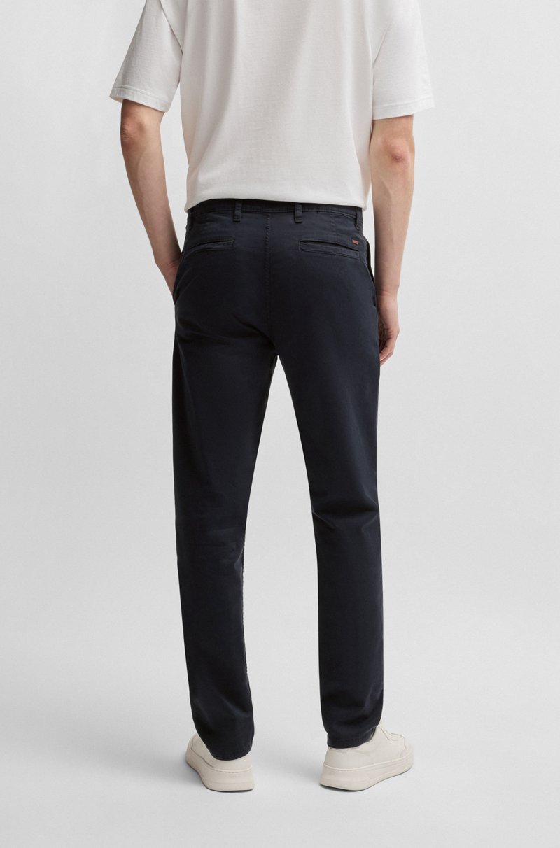Hugo Boss Chinos Tapered Fit De Raso De Algodón Elástico