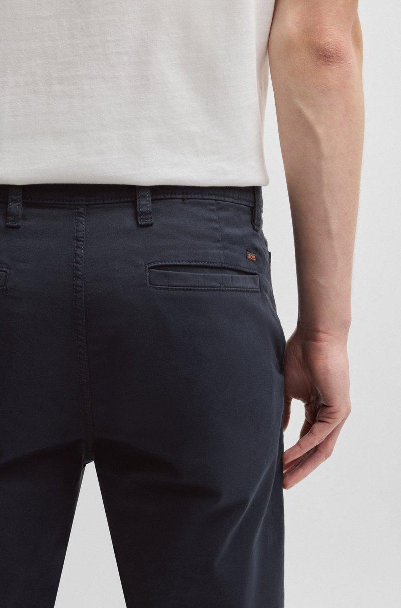 Hugo Boss Chinos Tapered Fit De Raso De Algodón Elástico