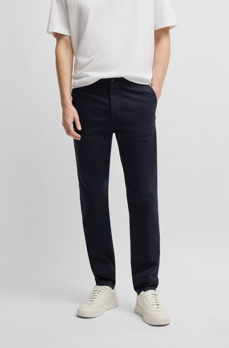 Hugo Boss Chinos Tapered Fit De Raso De Algodón Elástico