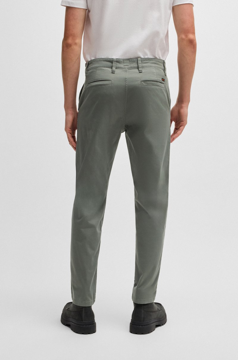 Hugo Boss Chinos Tapered Fit De Raso De Algodón Elástico