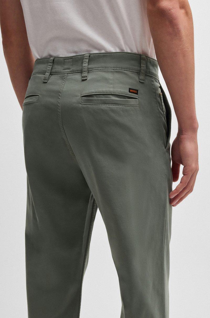 Hugo Boss Chinos Tapered Fit De Raso De Algodón Elástico