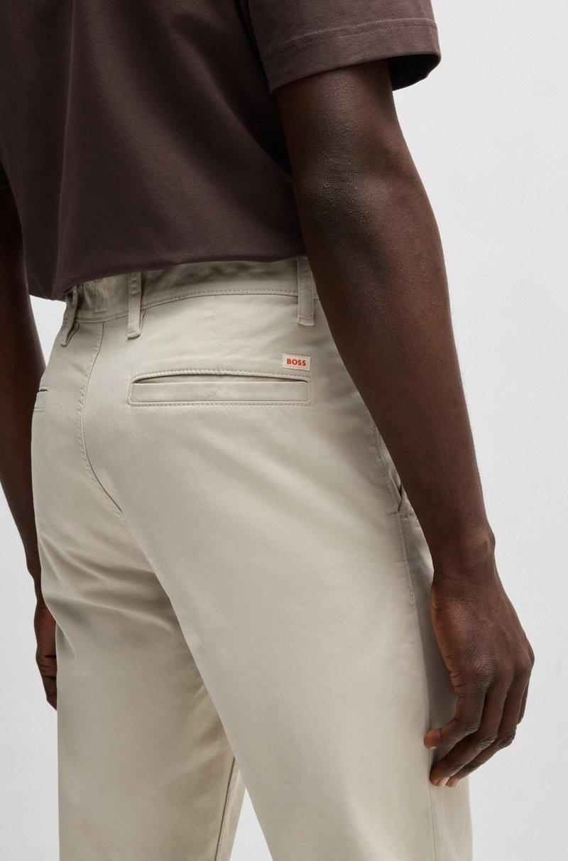 Hugo Boss Chinos Tapered Fit De Raso De Algodón Elástico
