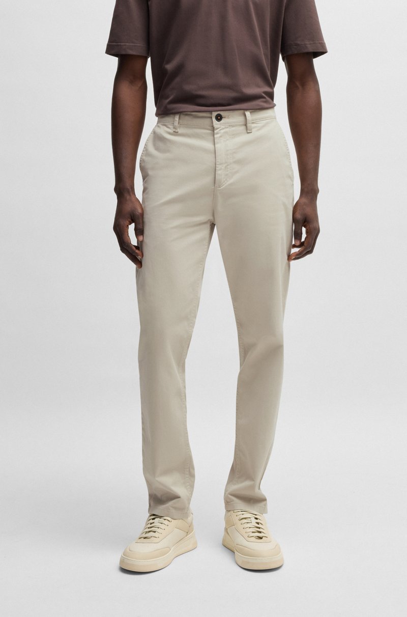 Hugo Boss Chinos tapered fit de raso de algodón elástico