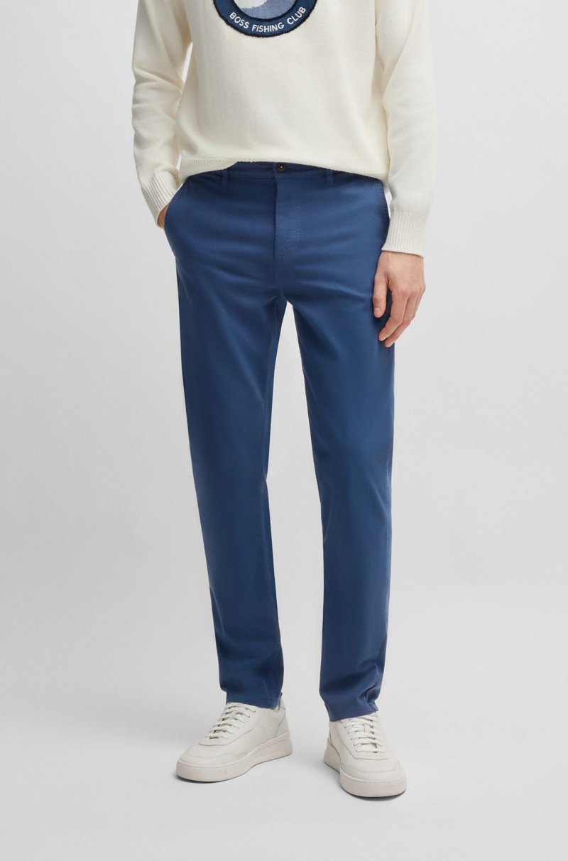 Hugo Boss Chinos tapered fit de raso de algodón elástico