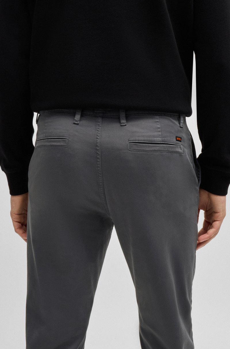 Hugo Boss Chinos Tapered Fit De Raso De Algodón Elástico