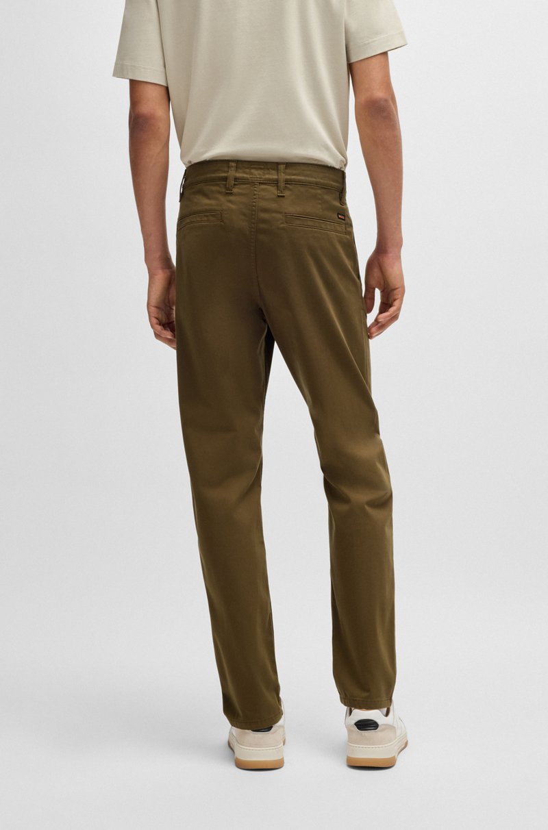 Hugo Boss Chinos Tapered Fit De Raso De Algodón Elástico