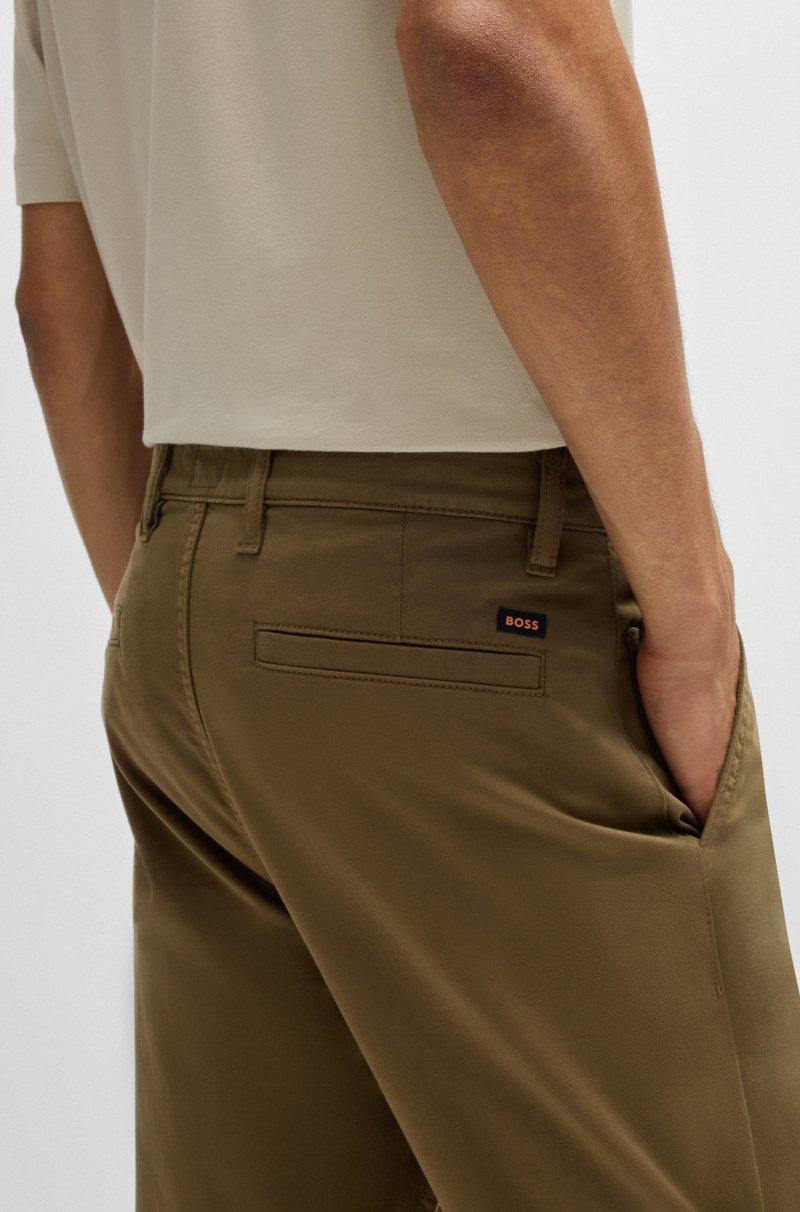Hugo Boss Chinos Tapered Fit De Raso De Algodón Elástico
