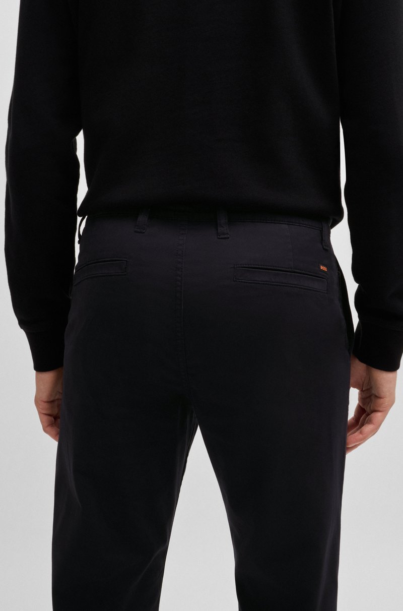 Hugo Boss Chinos Tapered Fit De Raso De Algodón Elástico