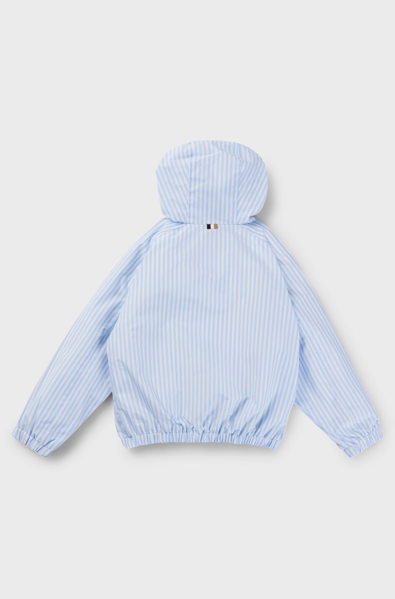 Hugo Boss Chubasquero Para Niños Con Capucha Rayas Y Logo Estampado