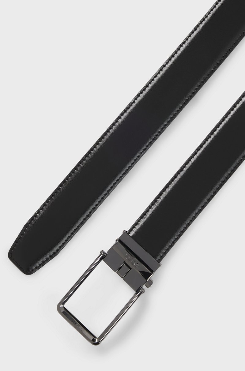 Hugo Boss Cinturón Automático De Piel Italiana Con Logo En La Trabilla