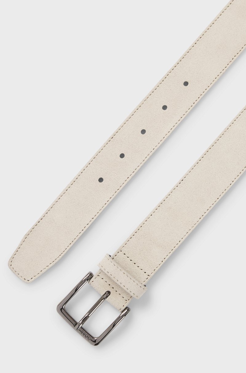 Hugo Boss Cinturón De Ante Con Hebilla De Bronce Industrial Con Logo Grabado