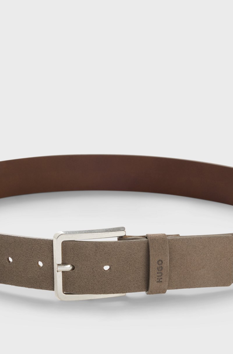 Hugo Boss Cinturón De Ante Con Hebilla En Tono Plateado