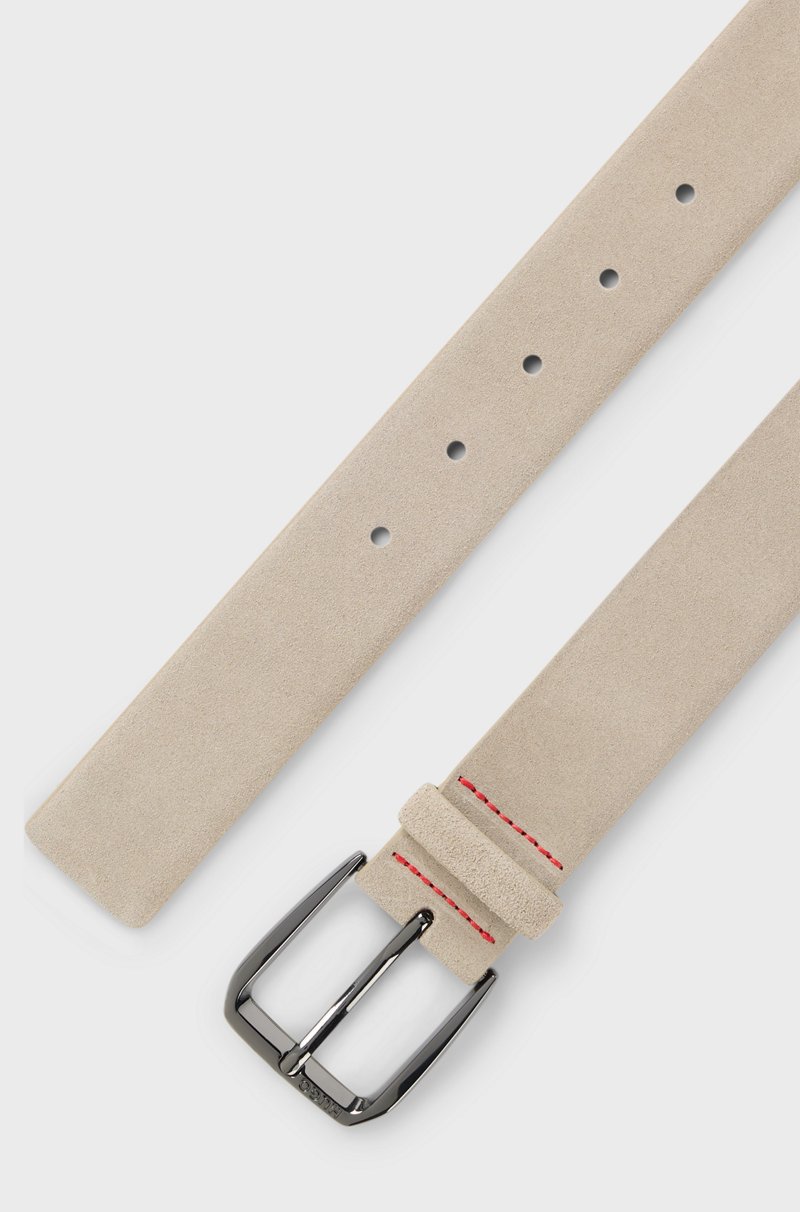 Hugo Boss Cinturón De Ante Italiano Con Logo En La Hebilla Angular