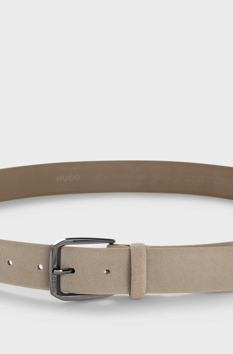 Hugo Boss Cinturón De Ante Italiano Con Logo En La Hebilla Angular