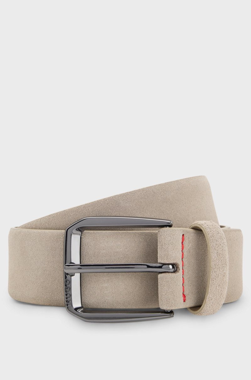 Hugo Boss Cinturón de ante italiano con logo en la hebilla angular