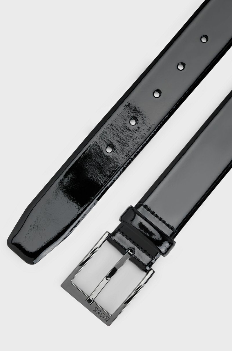 Hugo Boss Cinturón De Charol Italiano Con Hebilla Con Logo