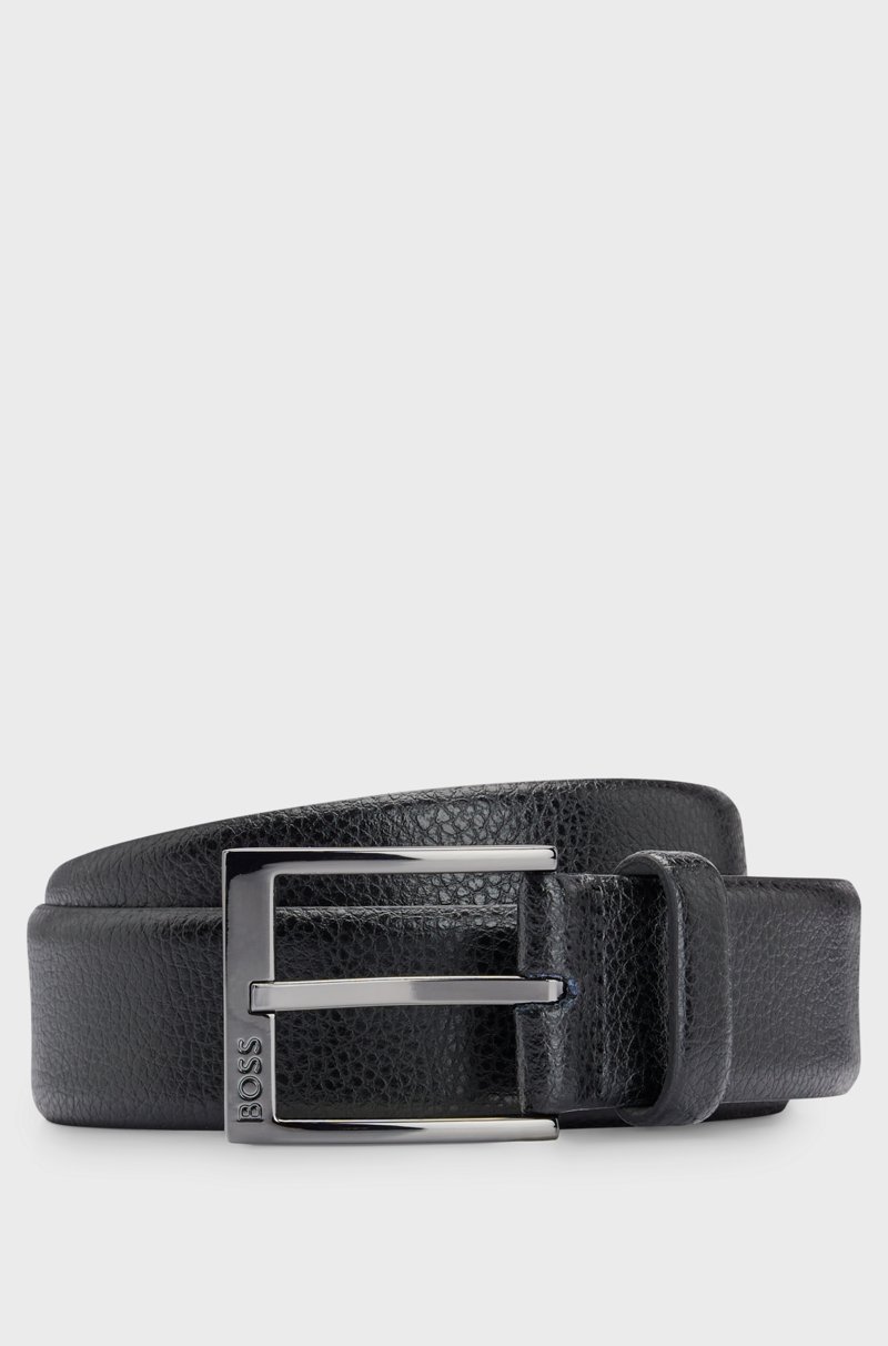 Hugo Boss Cinturón de hebilla con logo en piel granulada italiana