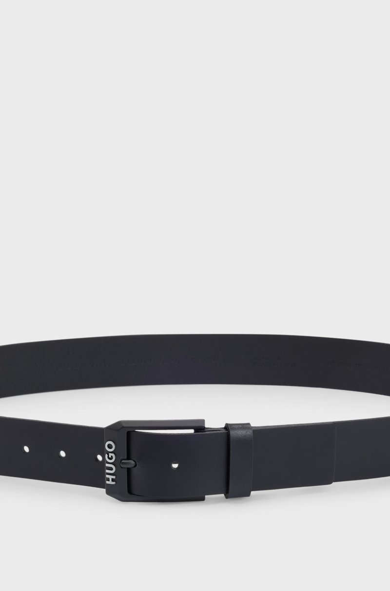 Hugo Boss Cinturón De Piel Con Hebilla Negra Mate Con Logo