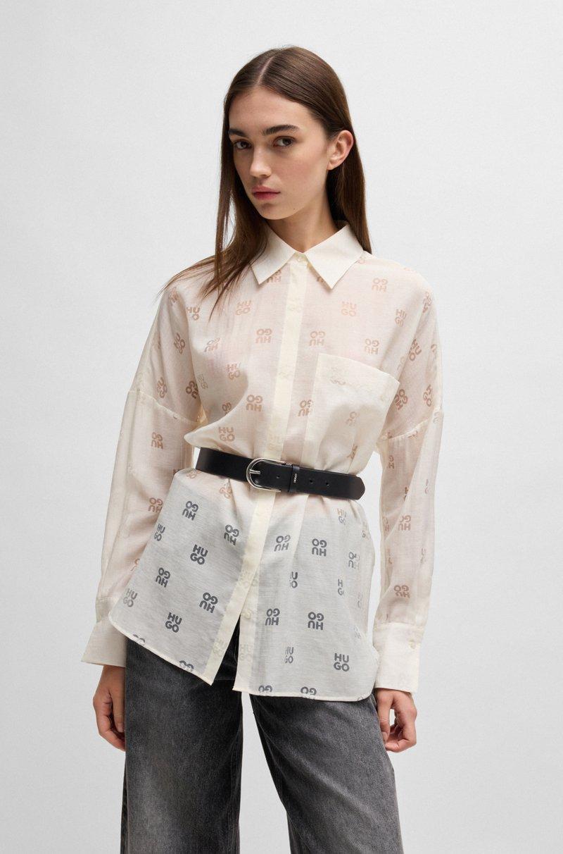 Hugo Boss Cinturón De Piel Con Las Letras Del Logo En La Trabilla