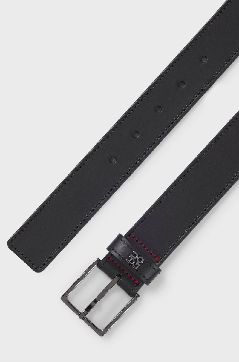 Hugo Boss Cinturón De Piel Con Logo Apilado En La Trabilla Y Herrajes De Bronce Industrial