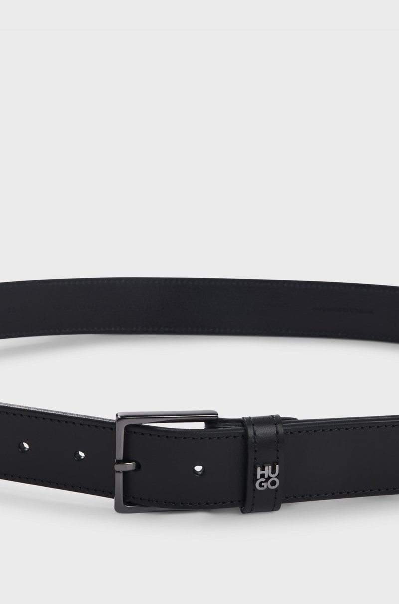 Hugo Boss Cinturón De Piel Con Logo Apilado En La Trabilla Y Herrajes De Bronce Industrial