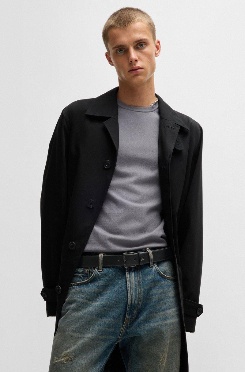 Hugo Boss Cinturón De Piel Con Logo Apilado En La Trabilla Y Herrajes De Bronce Industrial