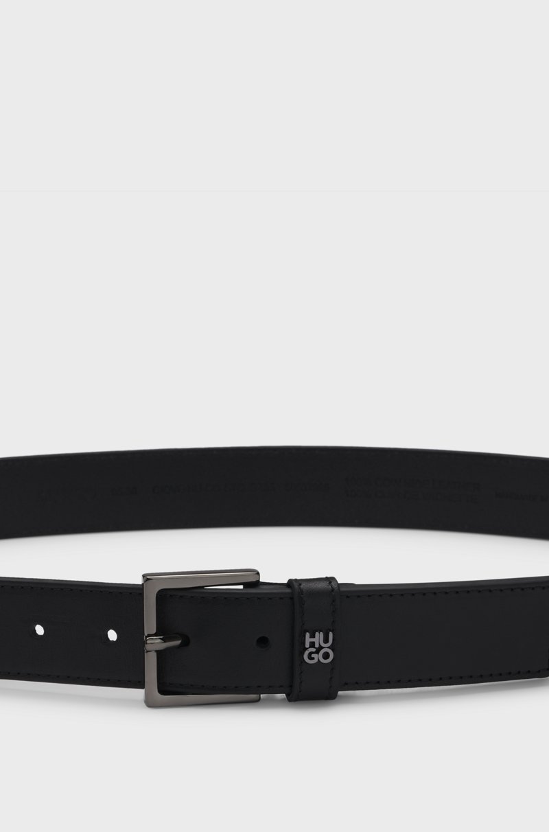 Hugo Boss Cinturón De Piel Con Logo Apilado En La Trabilla Y Herrajes De Bronce Industrial