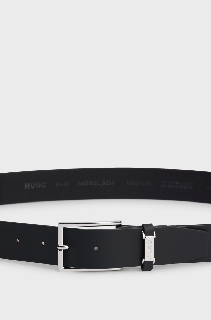 Hugo Boss Cinturón De Piel De Bisonte Con Logo En La Trabilla Y Herrajes Pulidos