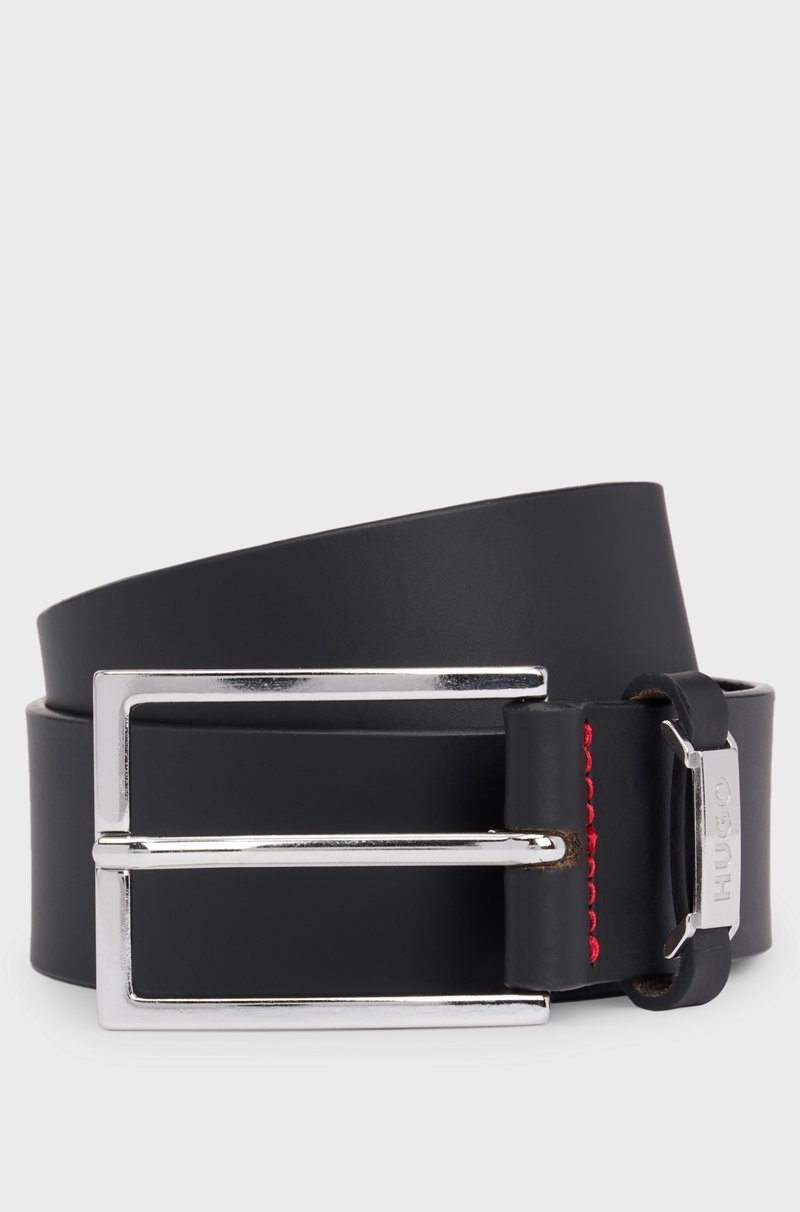 Hugo Boss Cinturón de piel de bisonte con logo en la trabilla y herrajes pulidos