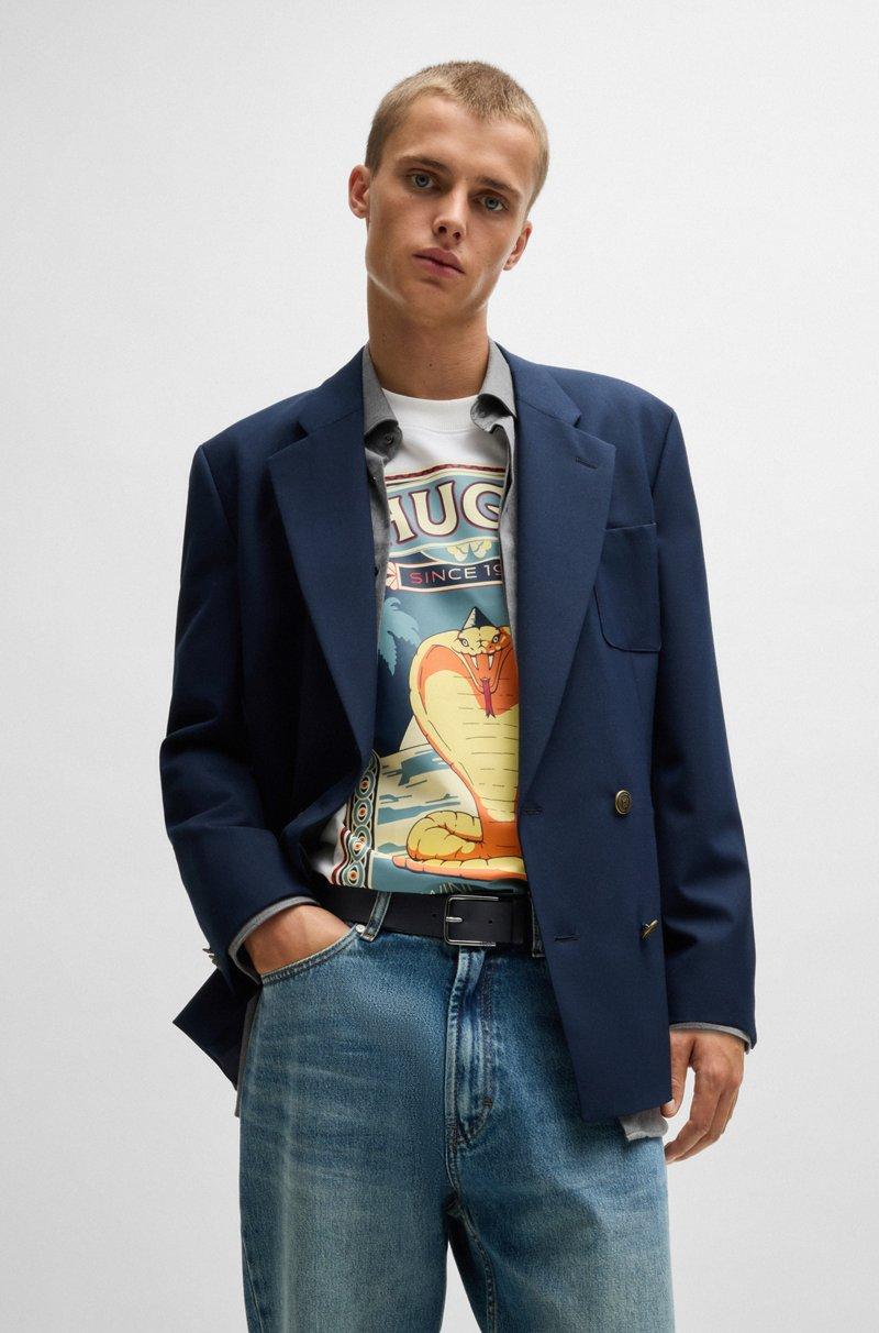 Hugo Boss Cinturón De Piel Granulada Con Hebilla Con Logo