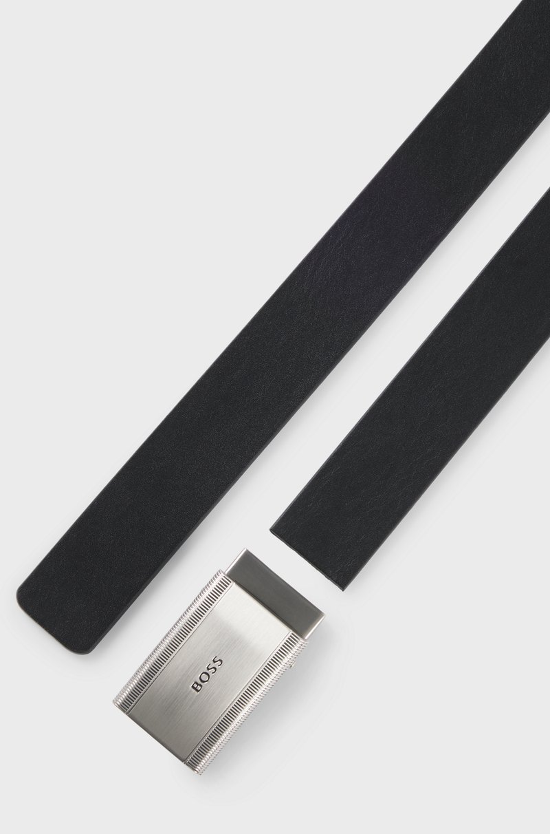 Hugo Boss Cinturón De Piel Granulada Con Hebilla Con Placa De La Marca