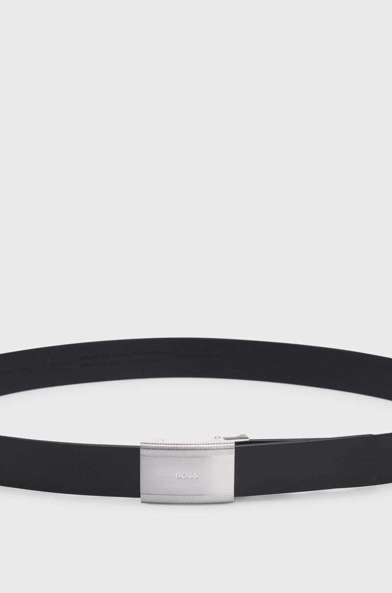 Hugo Boss Cinturón De Piel Granulada Con Hebilla Con Placa De La Marca