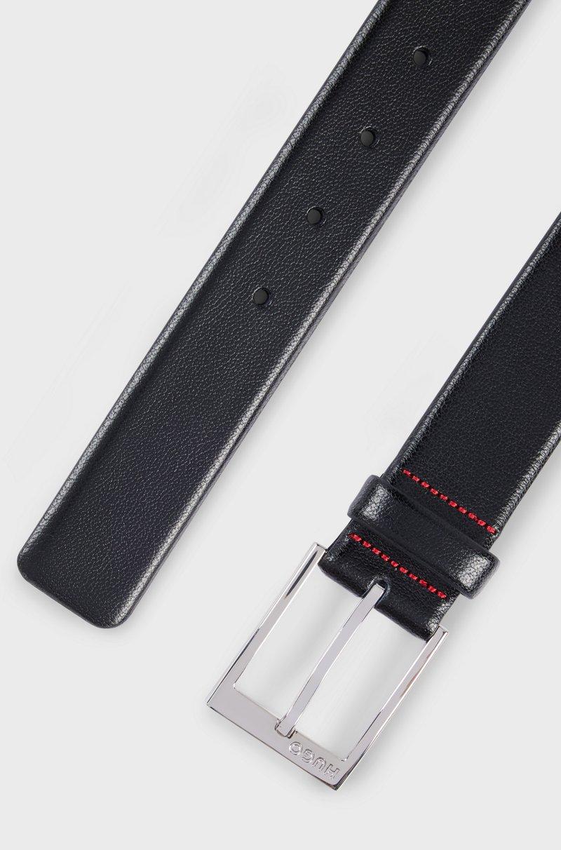 Hugo Boss Cinturón De Piel Granulada Con Hebilla Plateada Pulida Con Detalle De Logo