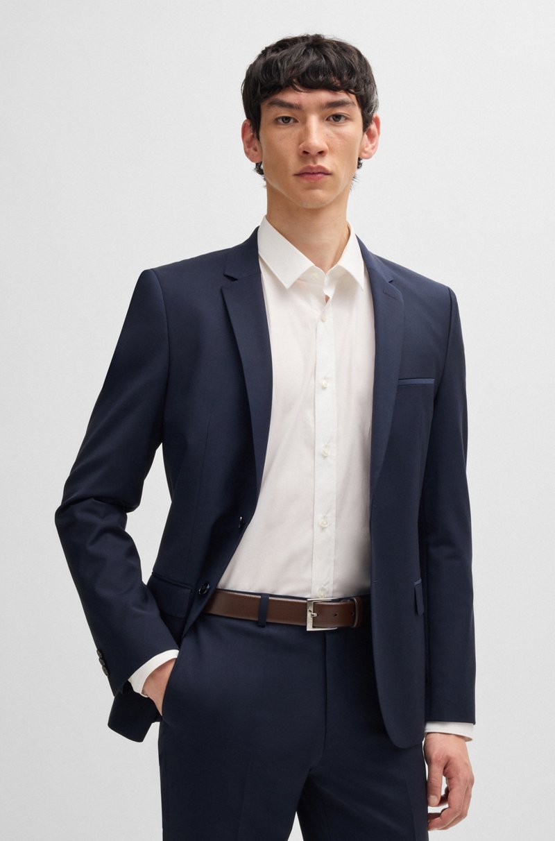 Hugo Boss Cinturón De Piel Granulada Con Hebilla Plateada Pulida Con Detalle De Logo