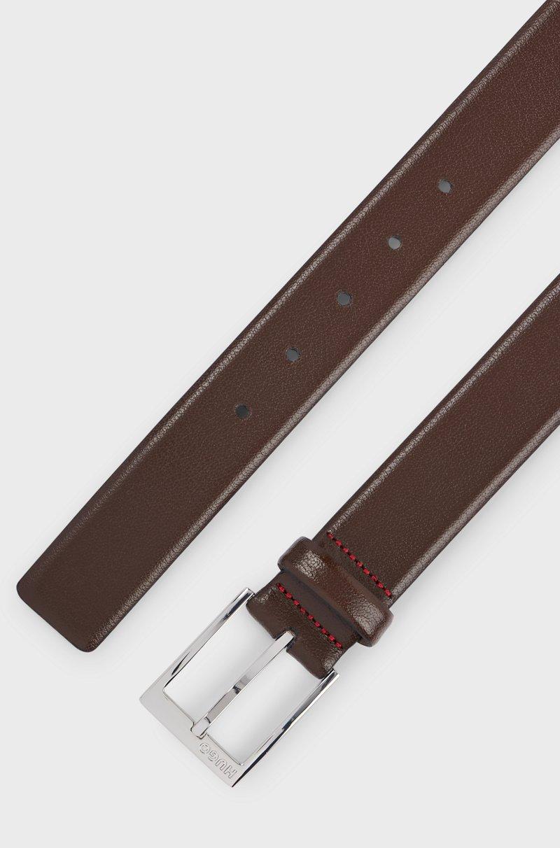 Hugo Boss Cinturón De Piel Granulada Con Hebilla Plateada Pulida Con Detalle De Logo