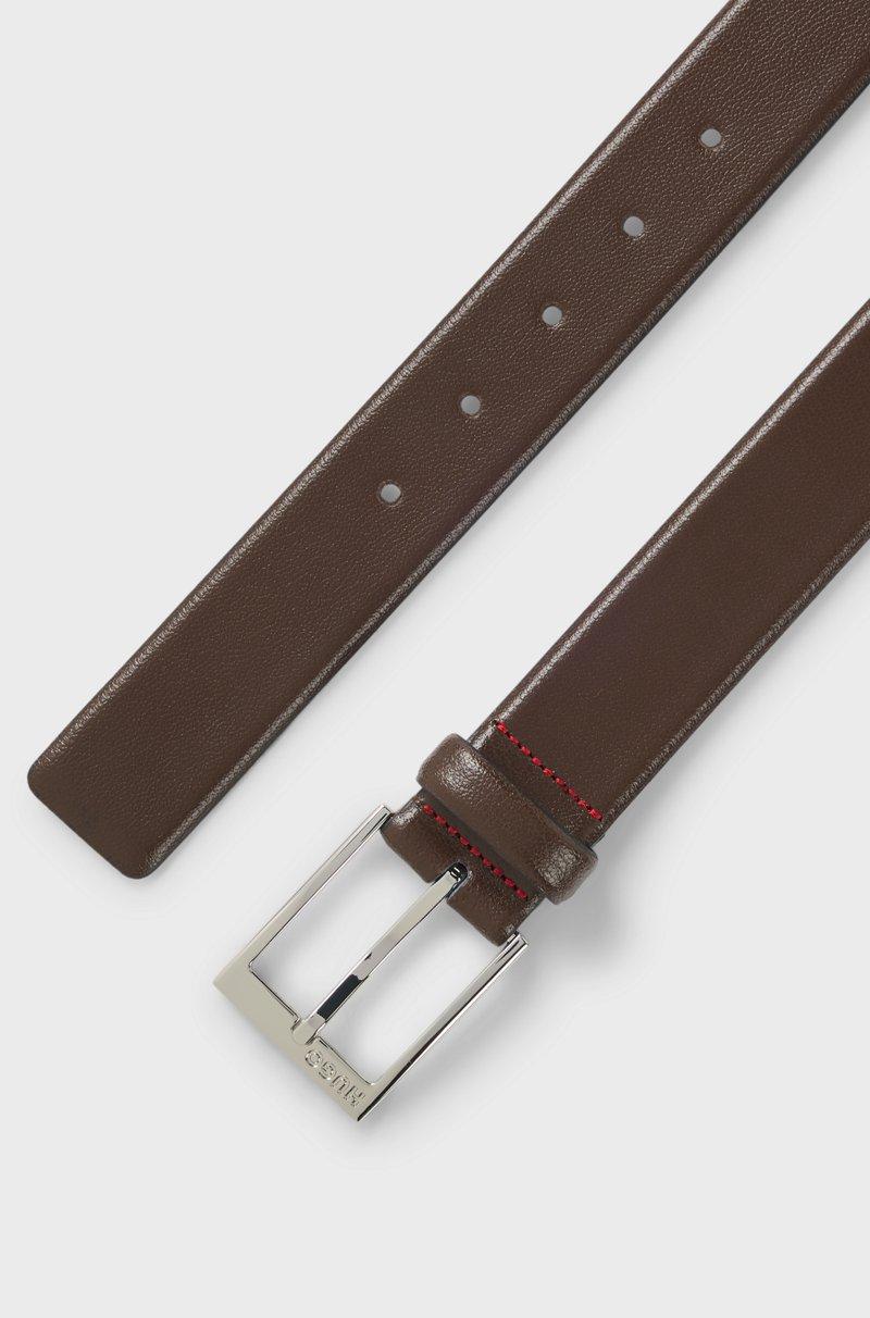 Hugo Boss Cinturón De Piel Granulada Con Logo Grabado En La Hebilla