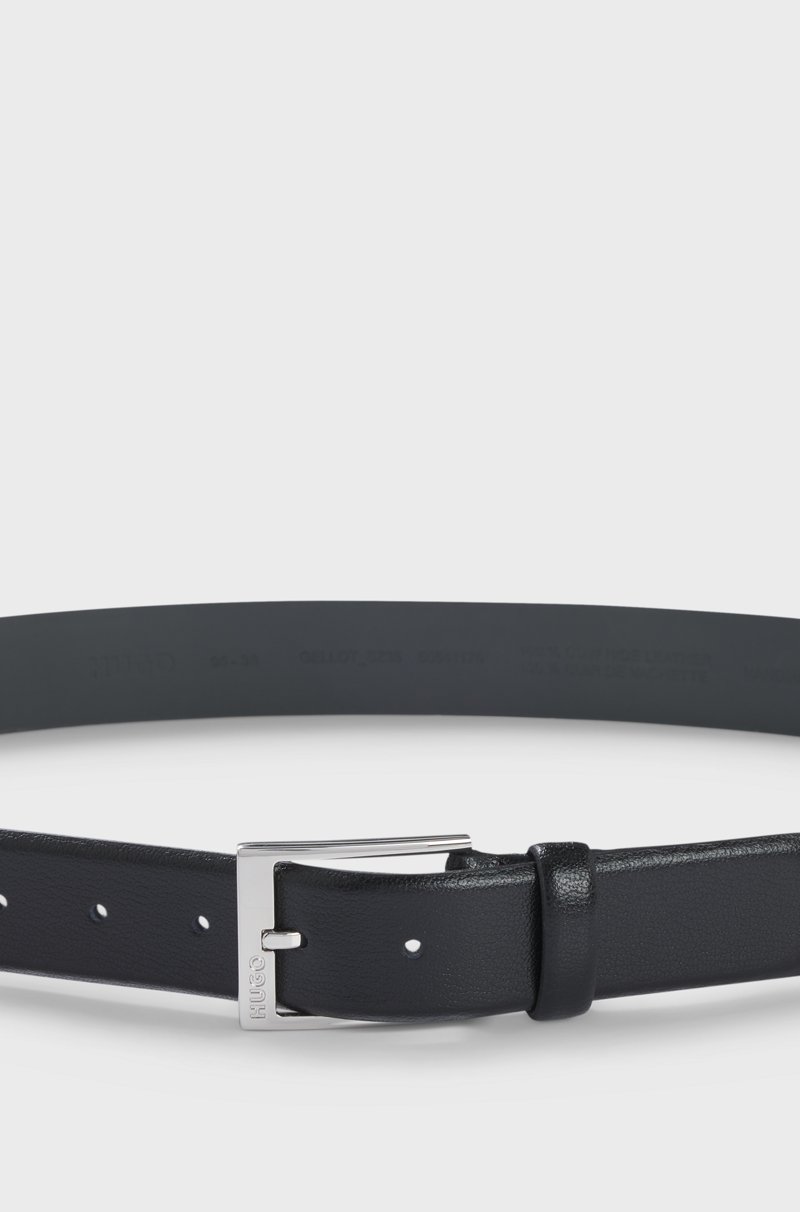 Hugo Boss Cinturón De Piel Granulada Con Logo Grabado En La Hebilla