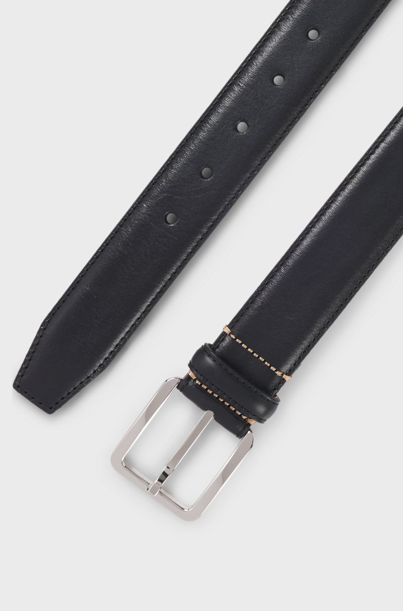 Hugo Boss Cinturón De Piel Italiana Con Costuras En Contraste