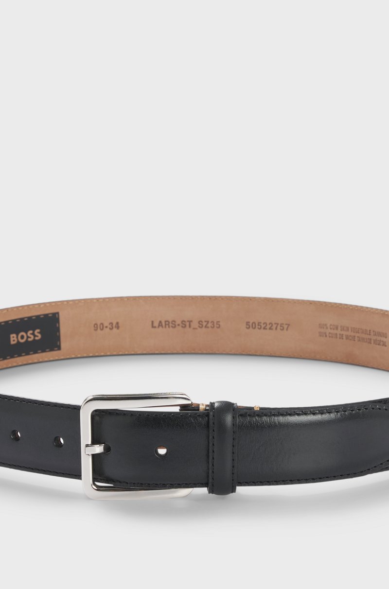 Hugo Boss Cinturón De Piel Italiana Con Costuras En Contraste