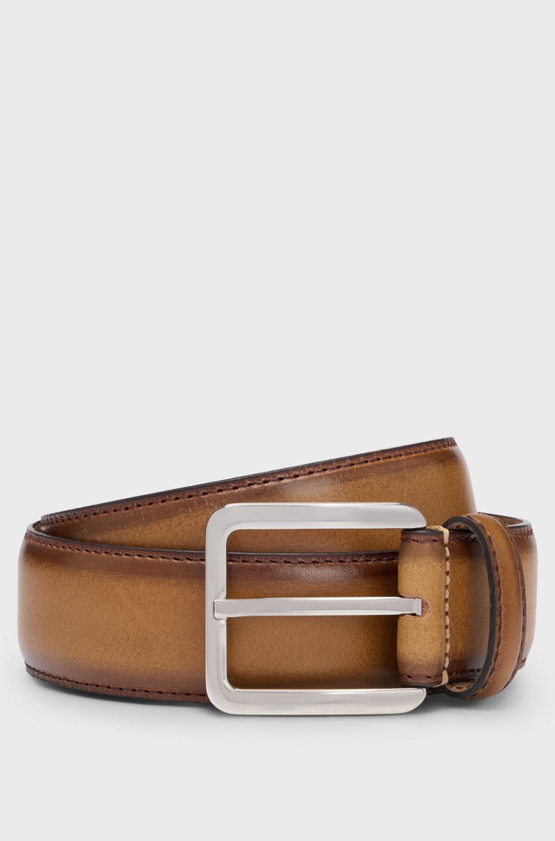 Hugo Boss Cinturón de piel italiana con costuras en contraste
