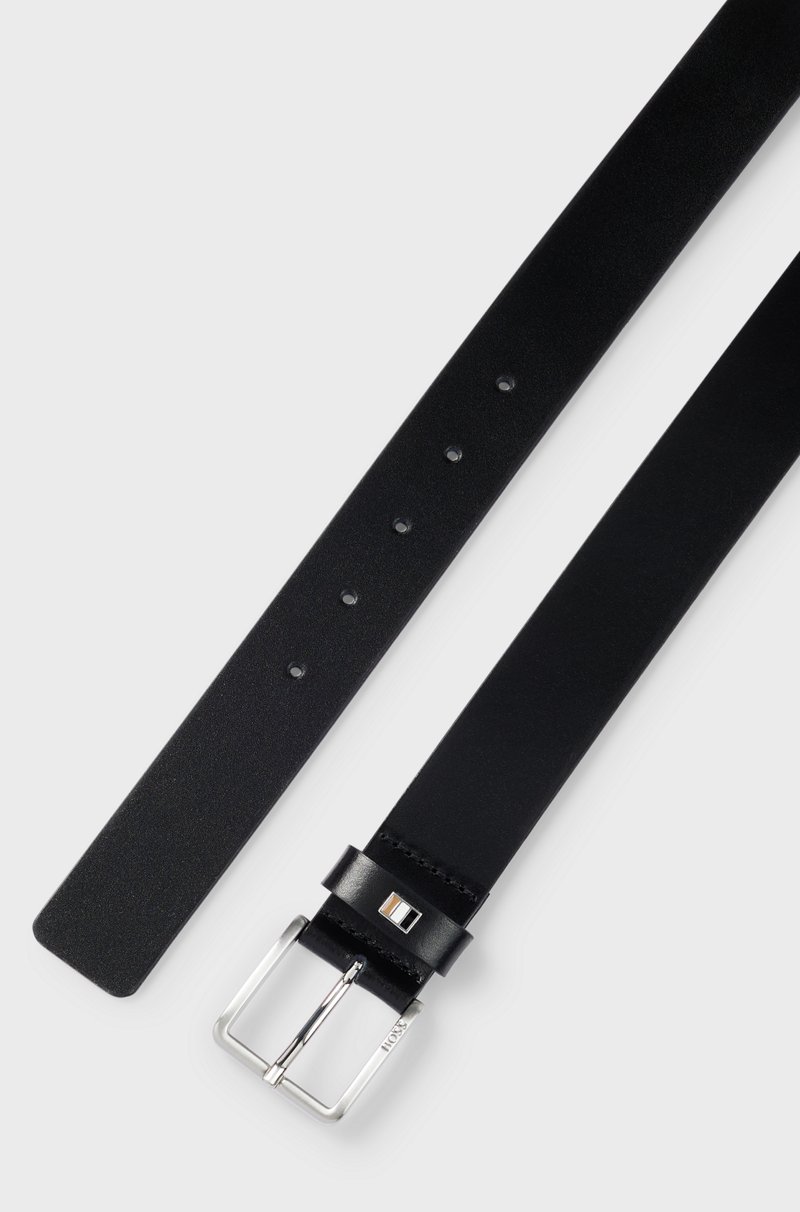 Hugo Boss Cinturón De Piel Italiana Con Detalle De Rayas De La Marca En La Trabilla