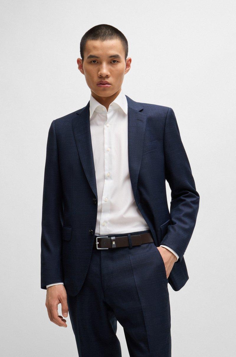 Hugo Boss Cinturón De Piel Italiana Con Detalle De Rayas De La Marca En La Trabilla