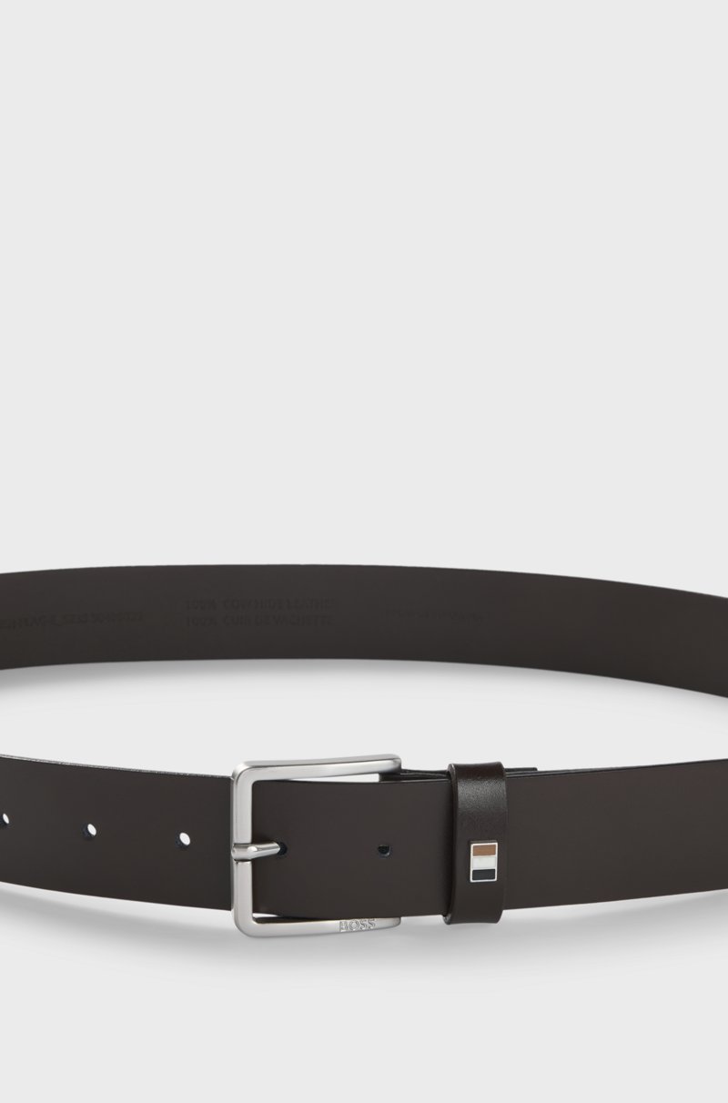 Hugo Boss Cinturón De Piel Italiana Con Detalle De Rayas De La Marca En La Trabilla