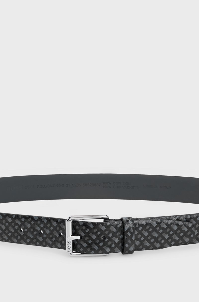 Hugo Boss Cinturón De Piel Italiana Con Estampado De Monograma