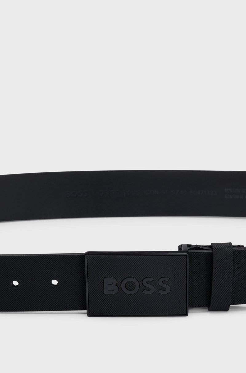 Hugo Boss Cinturón De Piel Italiana Con Hebilla Con Placa Con Textura